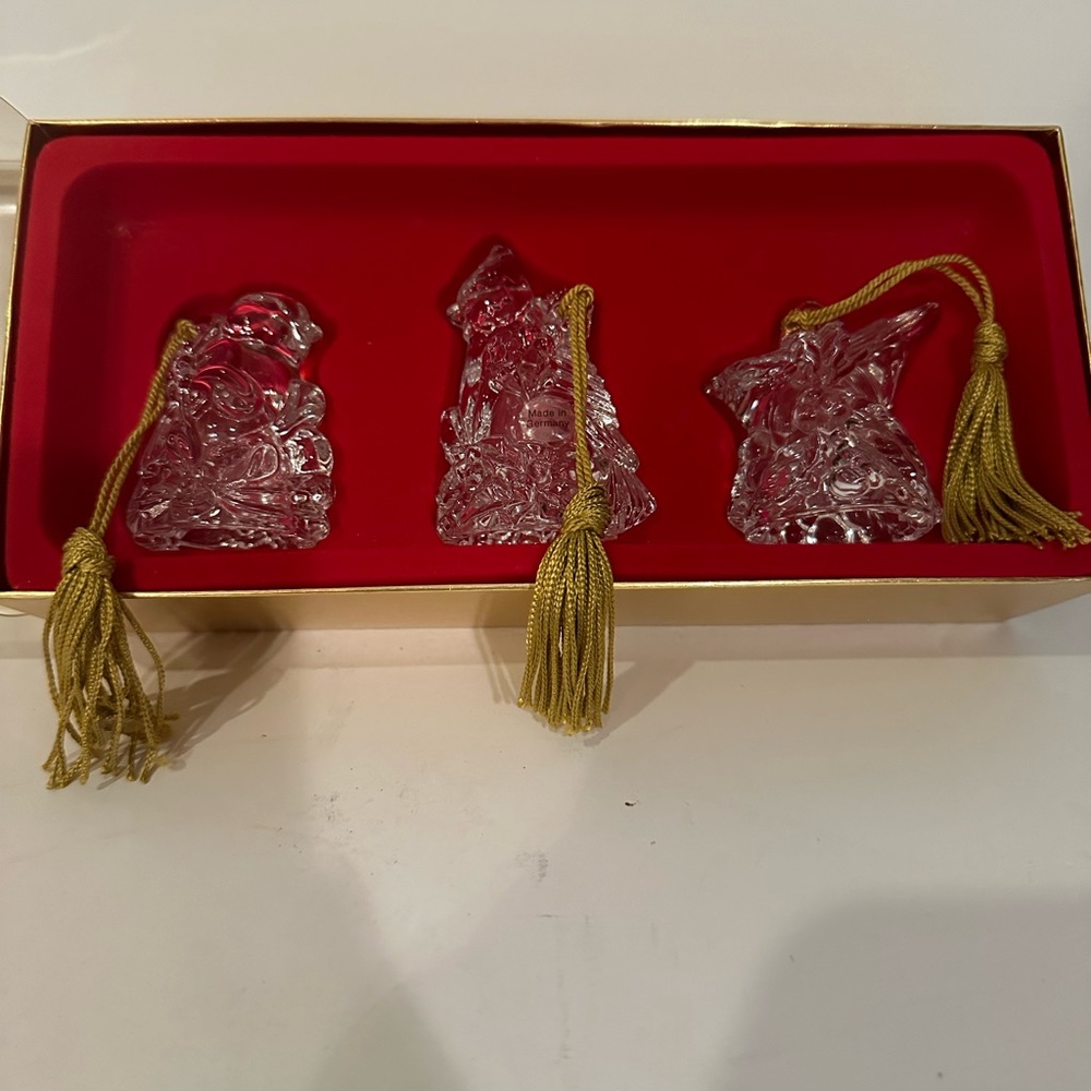 Gorham Lead Crystal Christmas Ornaments Holiday Birds